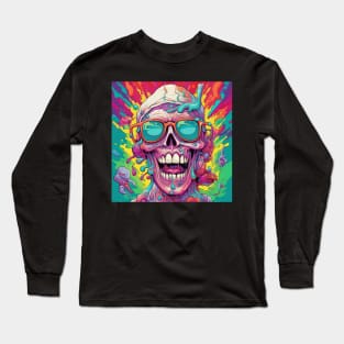 Psychedelic Brightly Colored Skulls and Skeletons Long Sleeve T-Shirt